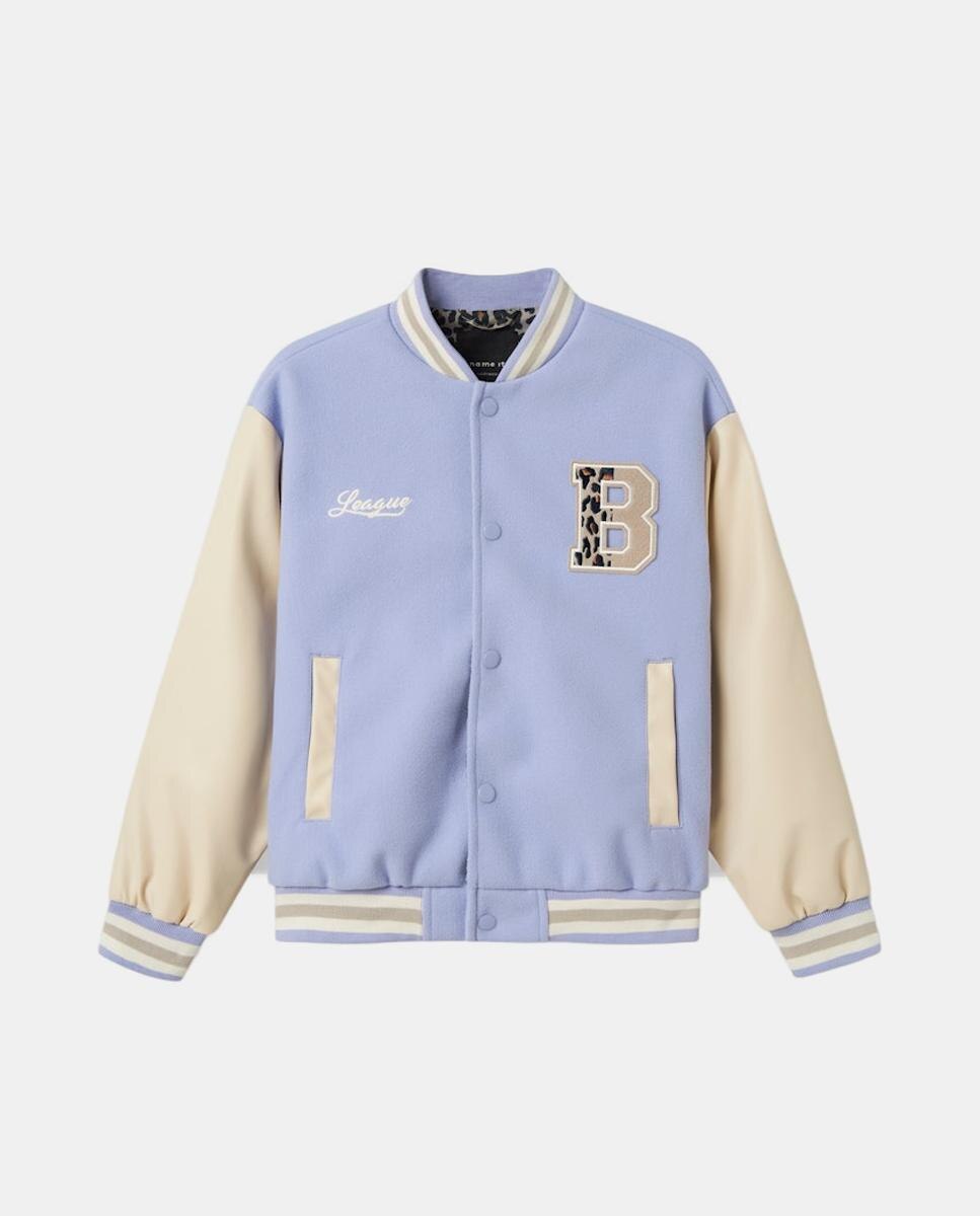 Blusão Bomber com Mangas em Polipele name it Azul-3
