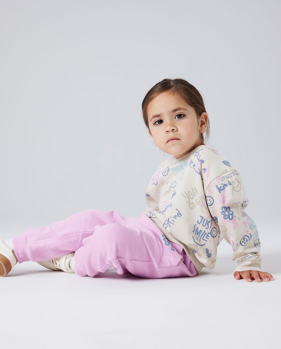 Sweatshirt Cardada com Estampado Bege-2