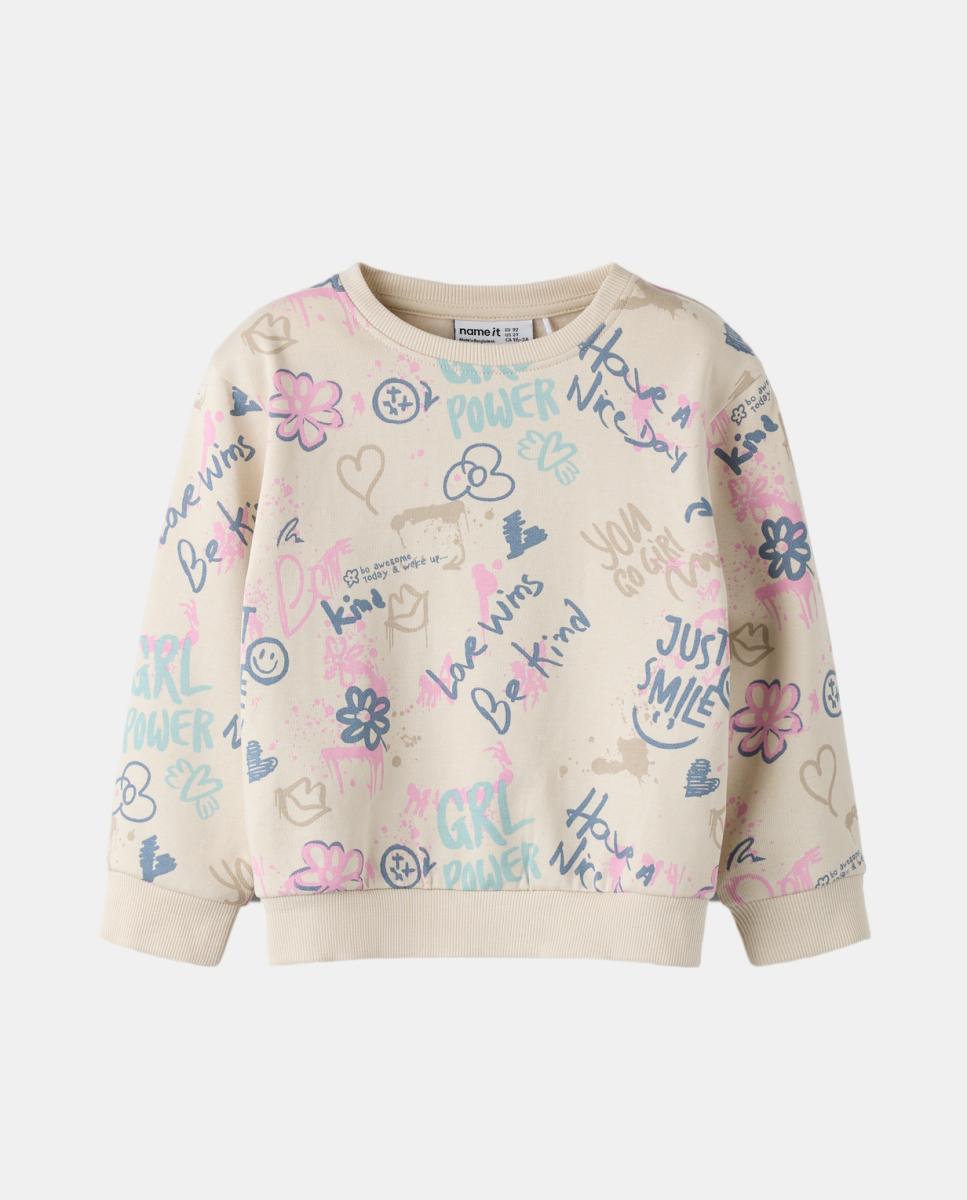 Sweatshirt Cardada com Estampado Bege-3