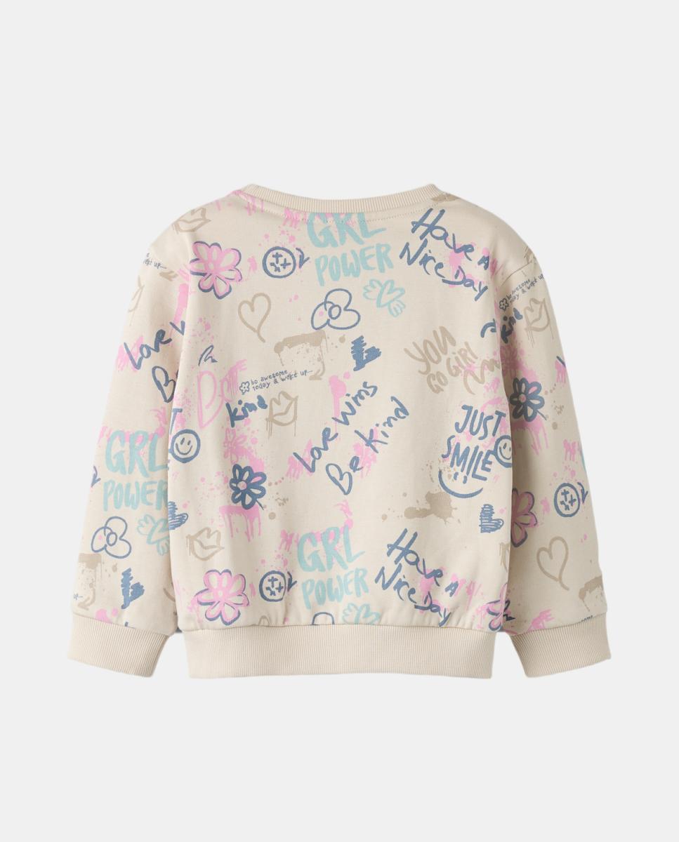Sweatshirt Cardada com Estampado Bege-4