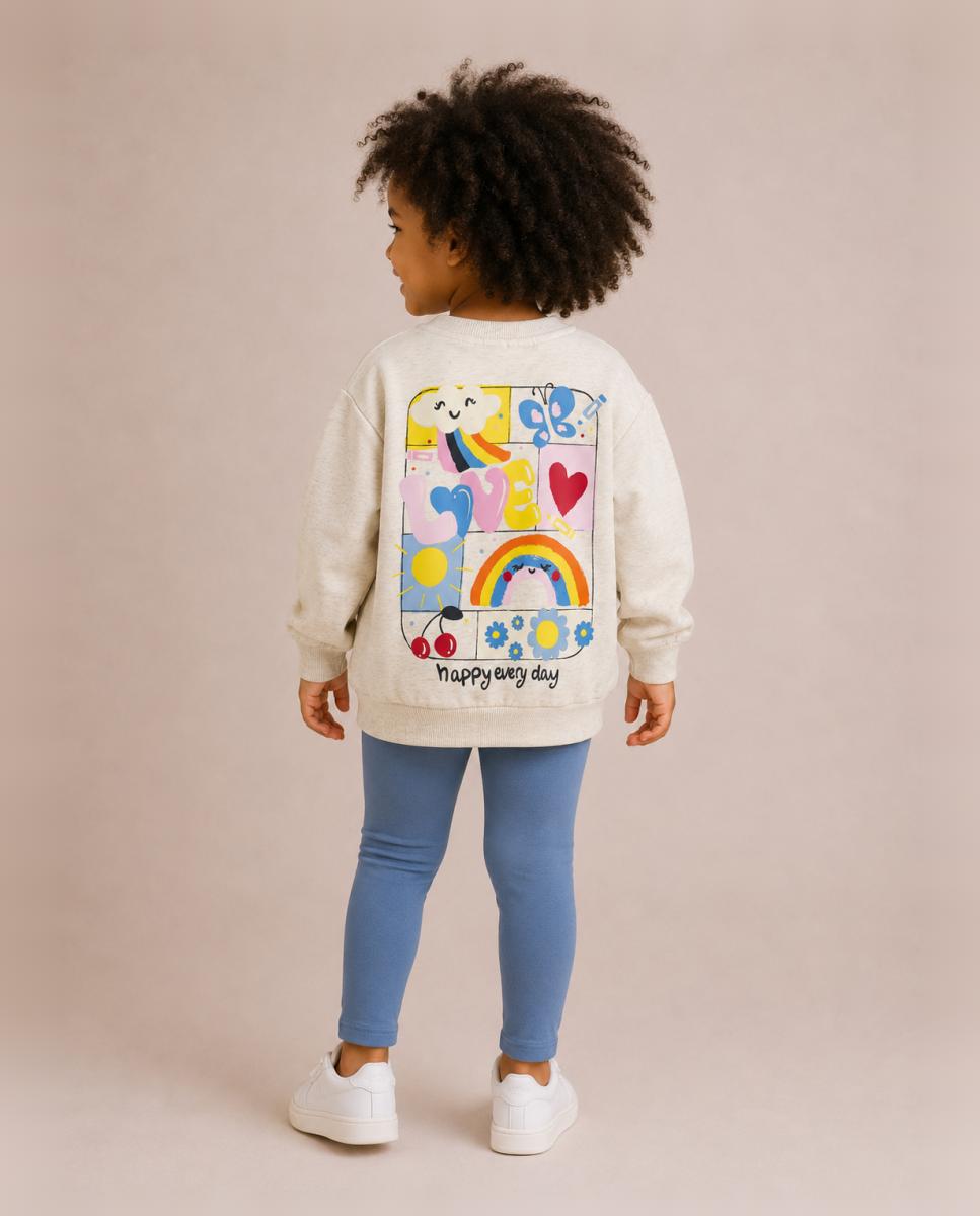Sweatshirt com Estampado Traseiro Taupe-2