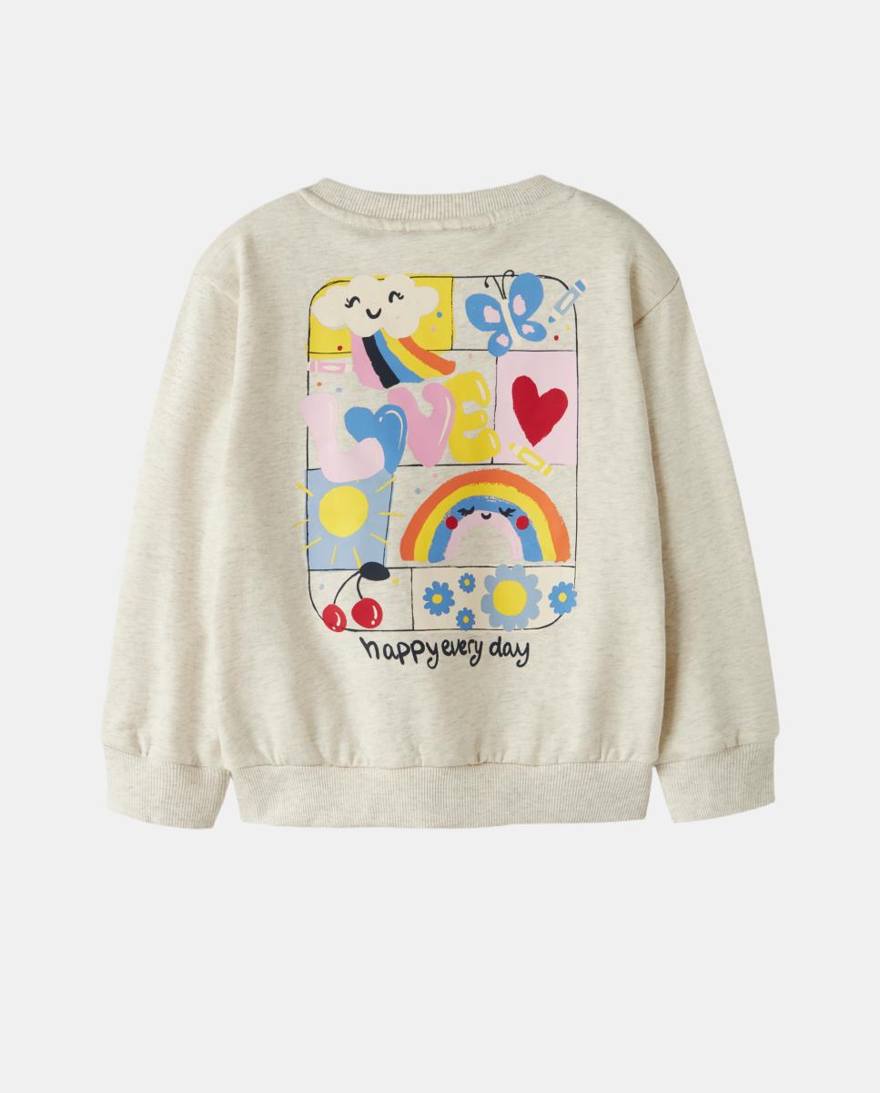 Sweatshirt com Estampado Traseiro Taupe-4