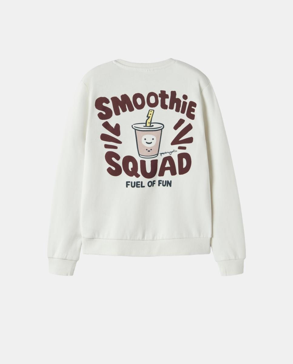 Sweatshirt com Estampado Traseiro Bege-2