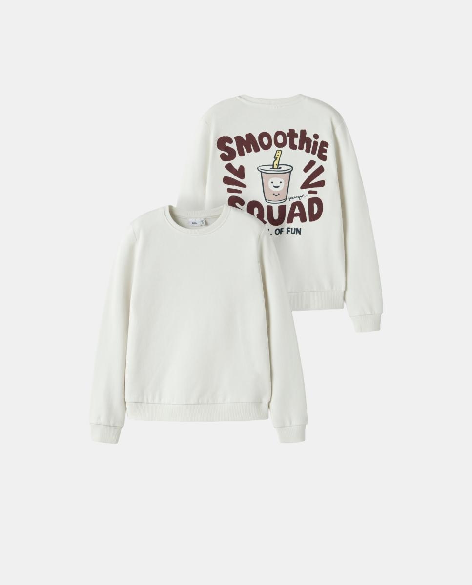 Sweatshirt com Estampado Traseiro Bege-4