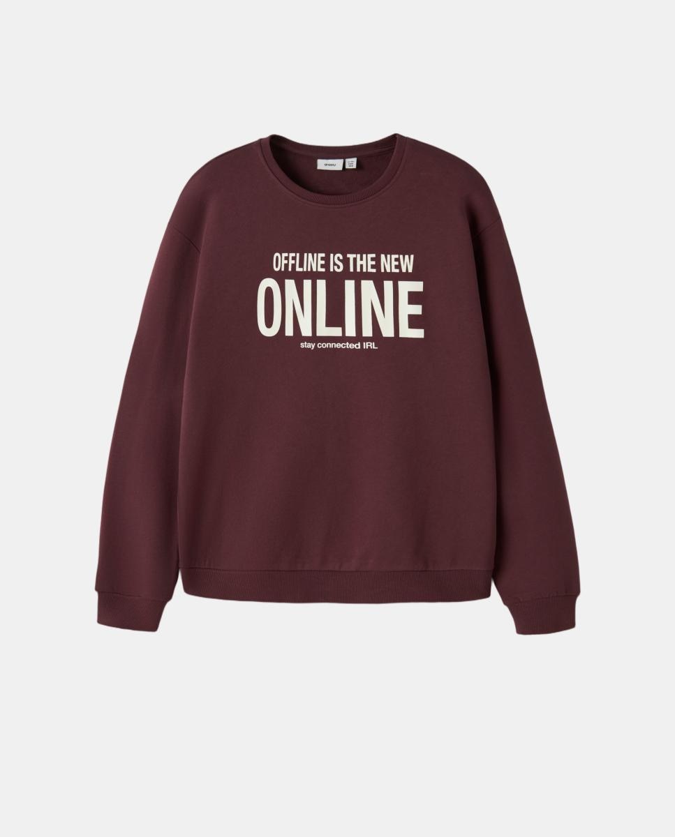 Sweatshirt com Estampado à Frente Bordeaux-2