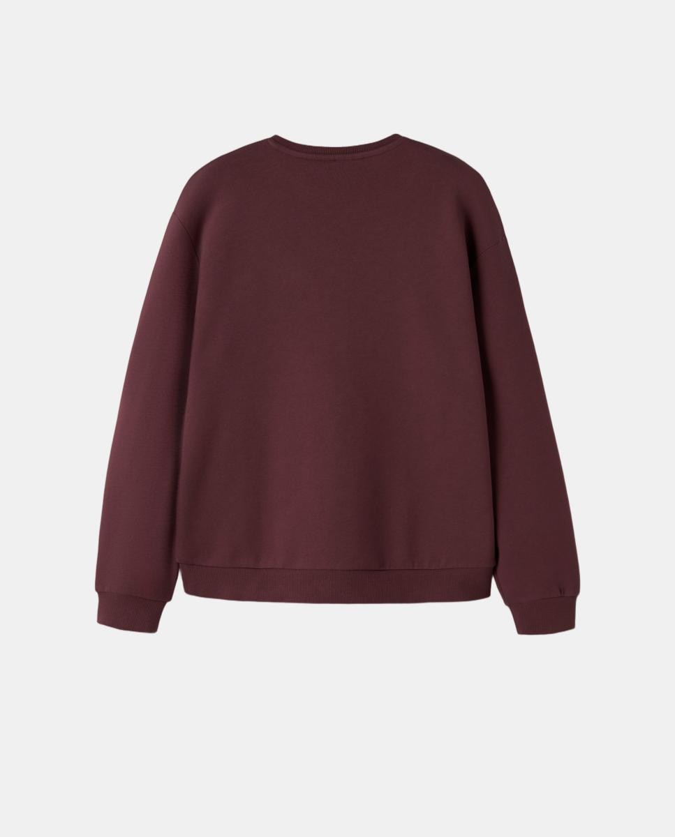 Sweatshirt com Estampado à Frente Bordeaux-3