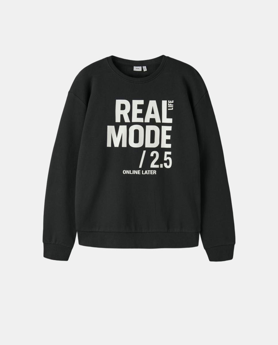 Sweatshirt com Estampado à Frente Preto-2