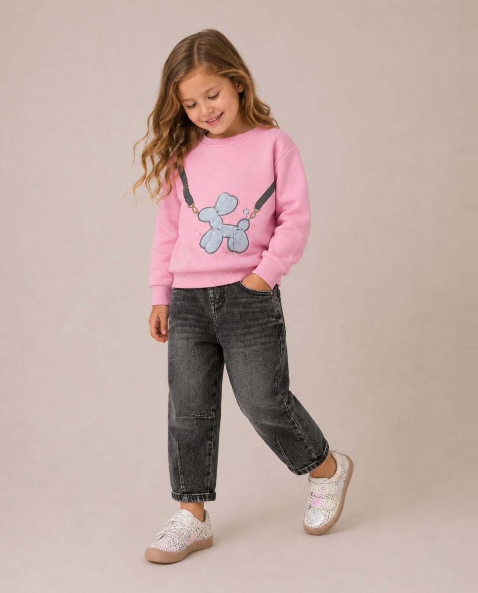 Sweatshirt de Menina com Detalhe 3D Rosa-2