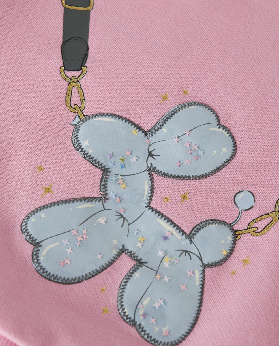 Sweatshirt de Menina com Detalhe 3D Rosa-5
