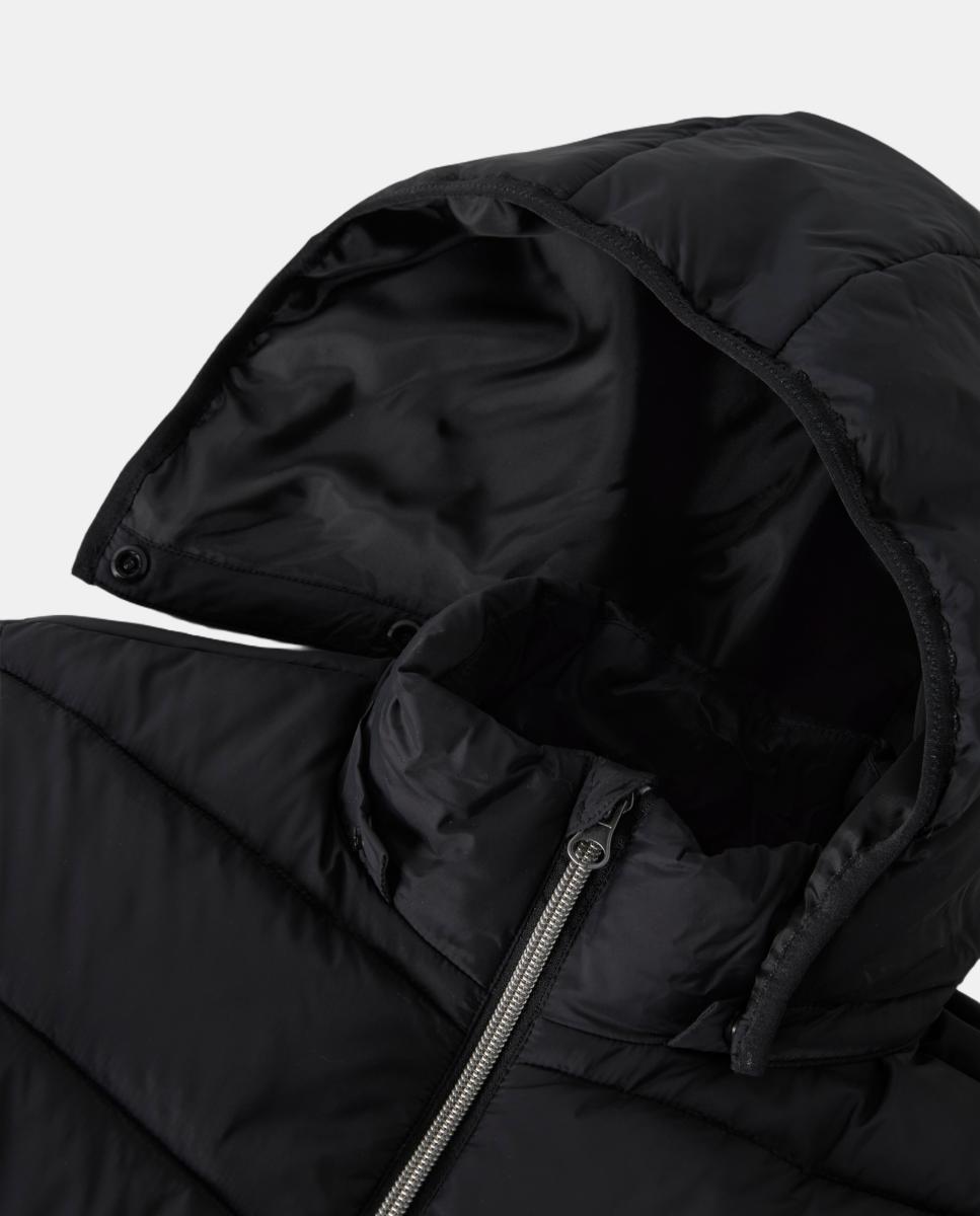 Sobretudo Acolchoado com Capuz Desmontável para Menina Preto-4