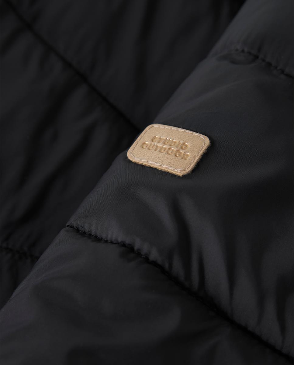 Sobretudo Acolchoado com Capuz Desmontável para Menina Preto-5