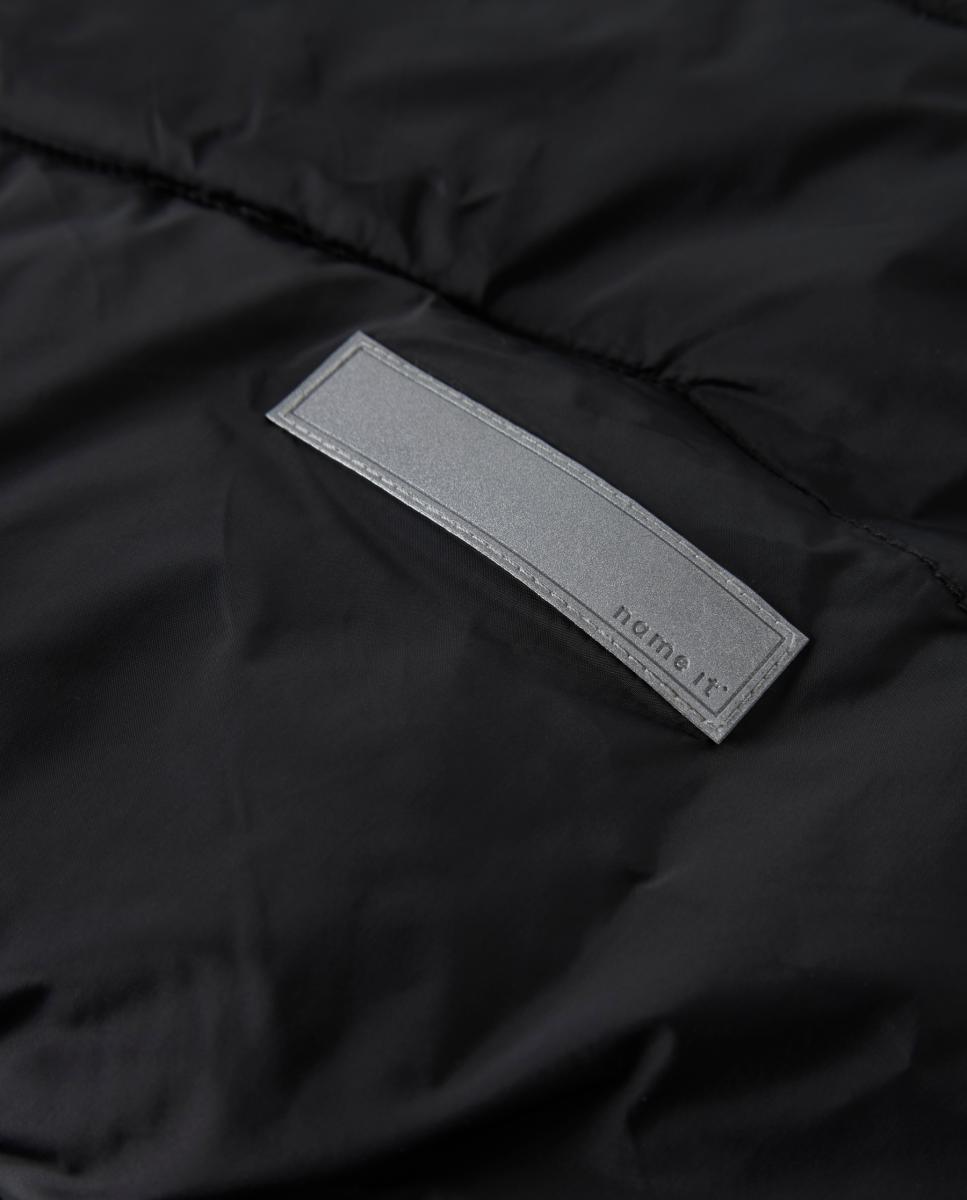Sobretudo Acolchoado com Capuz Desmontável para Menina Preto-6