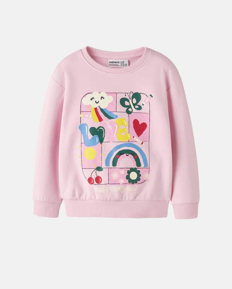 Sweatshirt Love para Menina Rosa-2