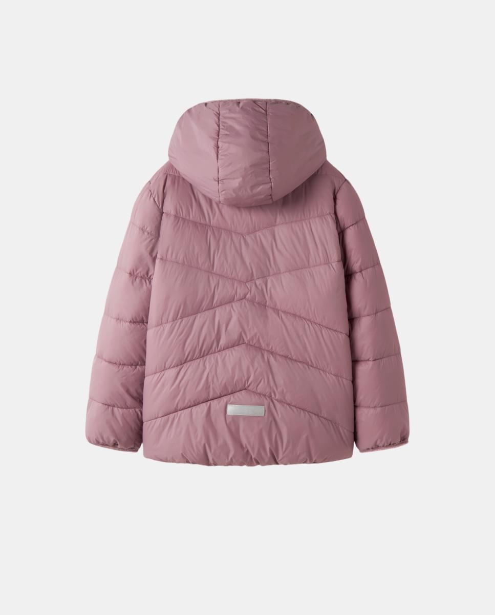 Sobretudo Acolchoado com Capuz Desmontável para Menina Rosa-2