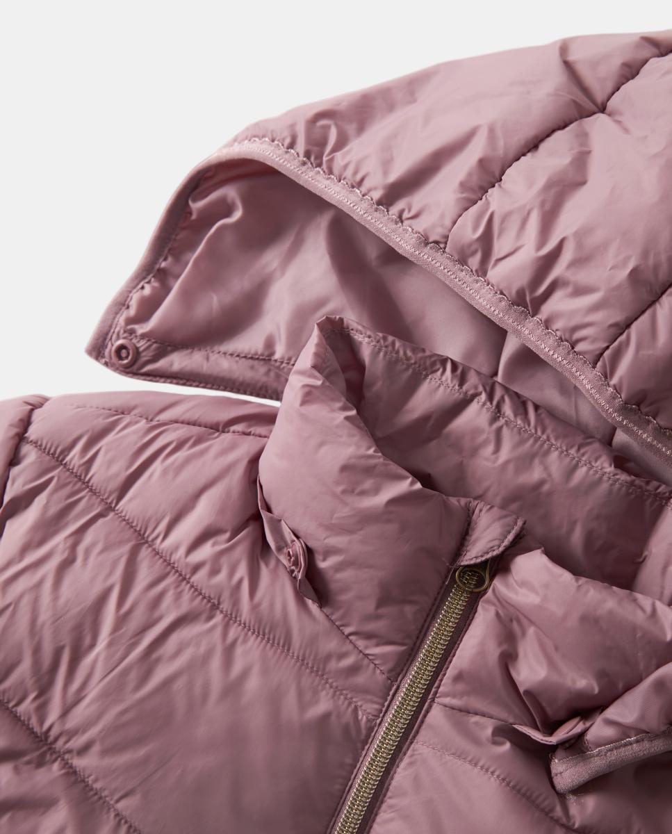 Sobretudo Acolchoado com Capuz Desmontável para Menina Rosa-3