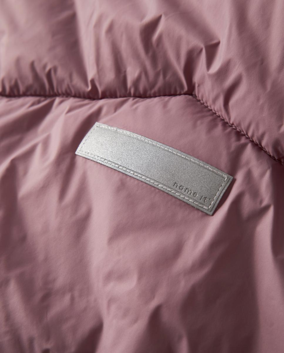 Sobretudo Acolchoado com Capuz Desmontável para Menina Rosa-5