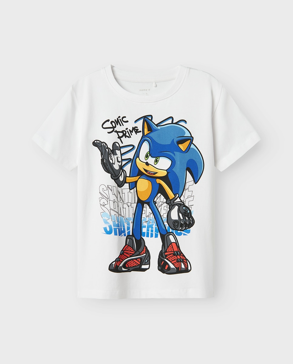 T-shirt Sonic name it Branco-2