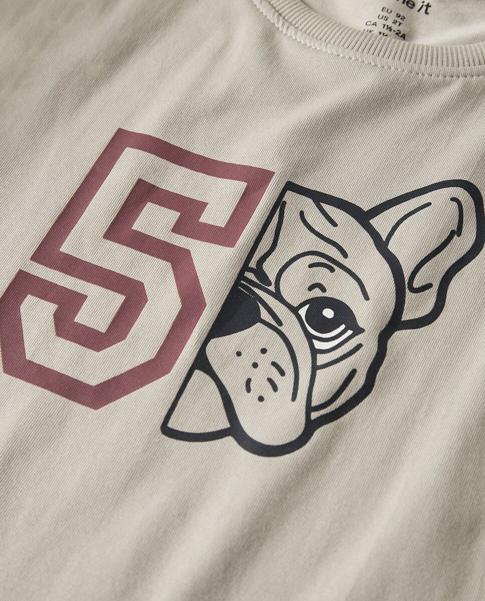 T-shirt com Estampado Castanho-3