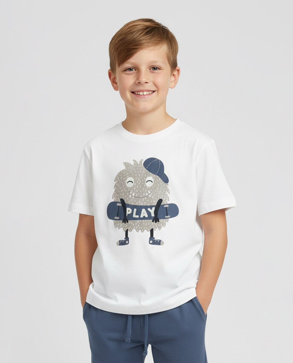 Camiseta de manga corta de niño - name it - Blanco Blanco-1