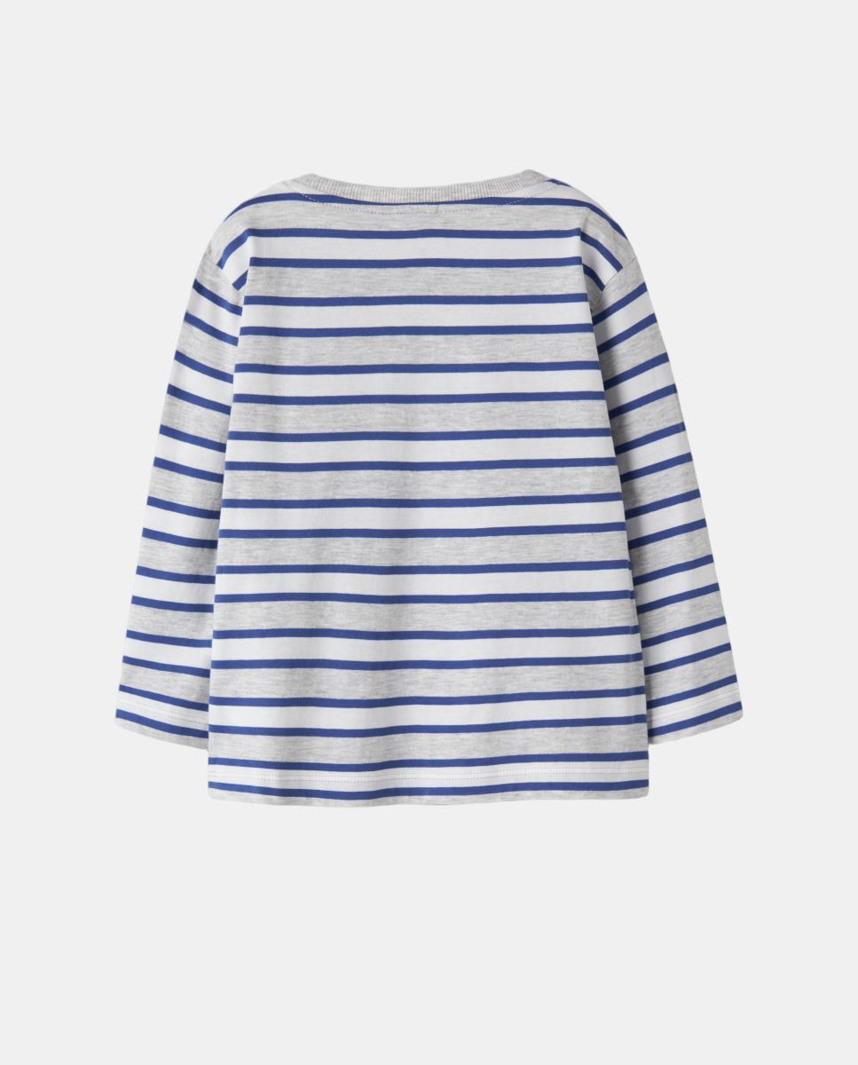 Camisola às Riscas com Manga Comprida Cinzento-claro-3