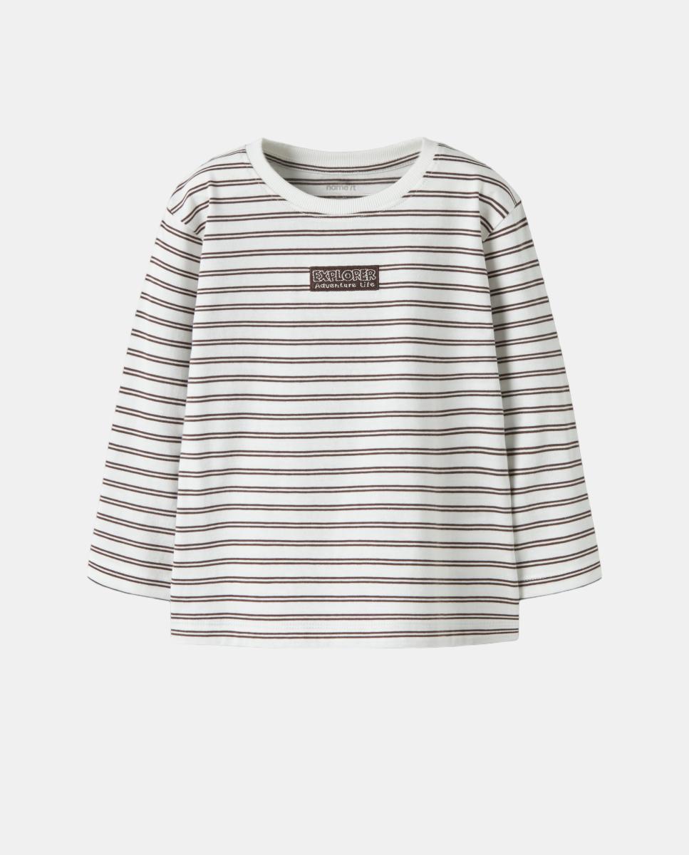 Camisola às Riscas com Manga Comprida Branco-2