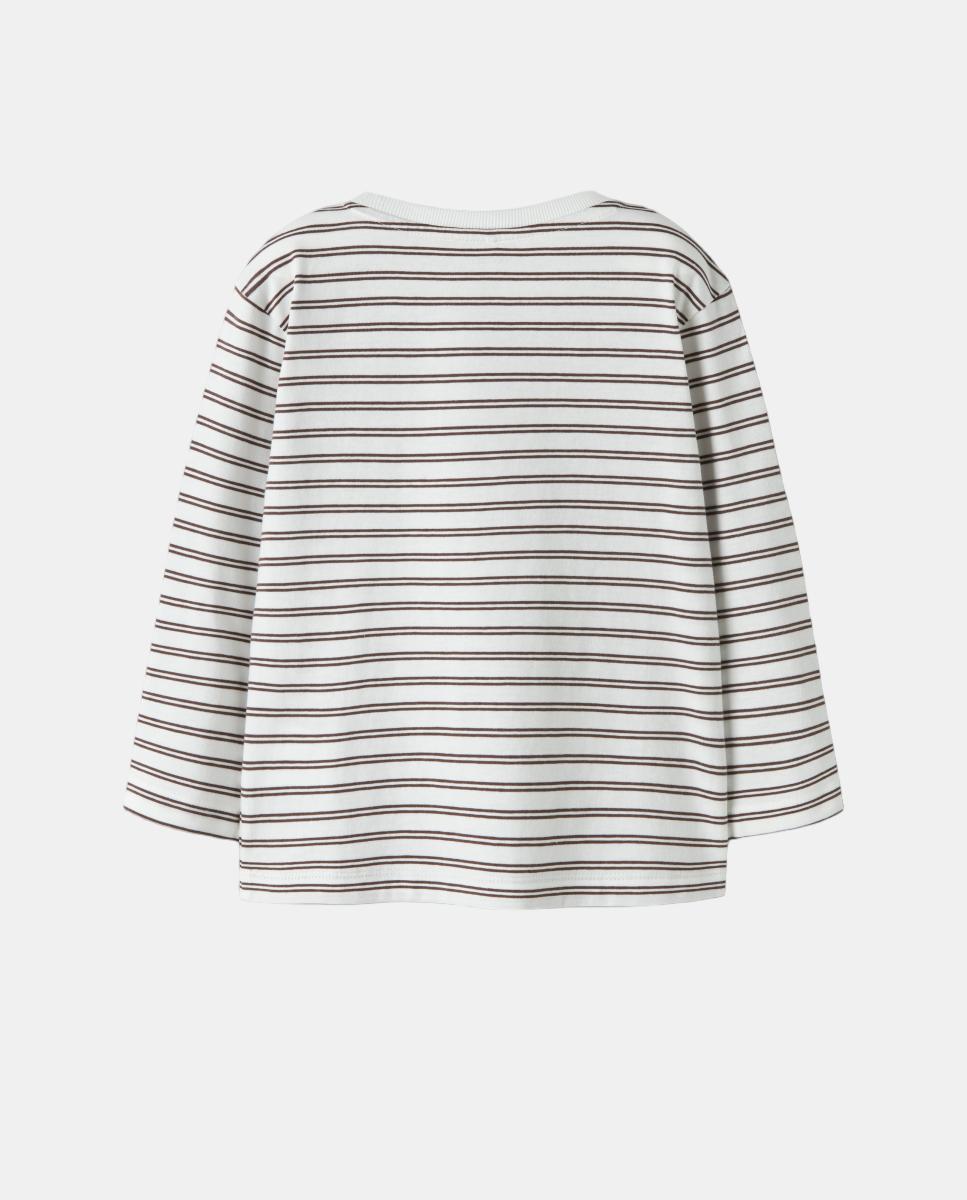 Camisola às Riscas com Manga Comprida Branco-3