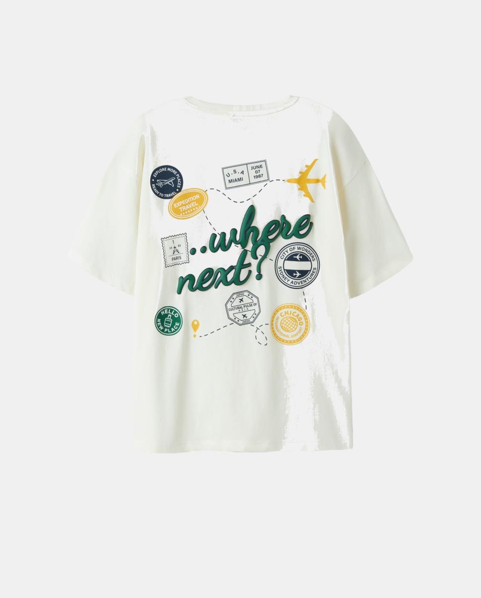 T-shirt de Viagem para Criança Creme-3