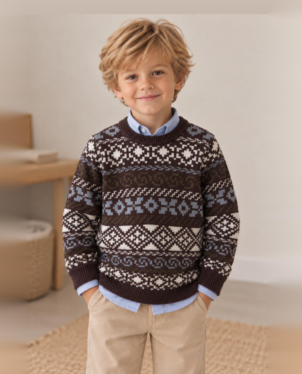 Jersey jacquard de niño - name it - Marrón Marrón-1