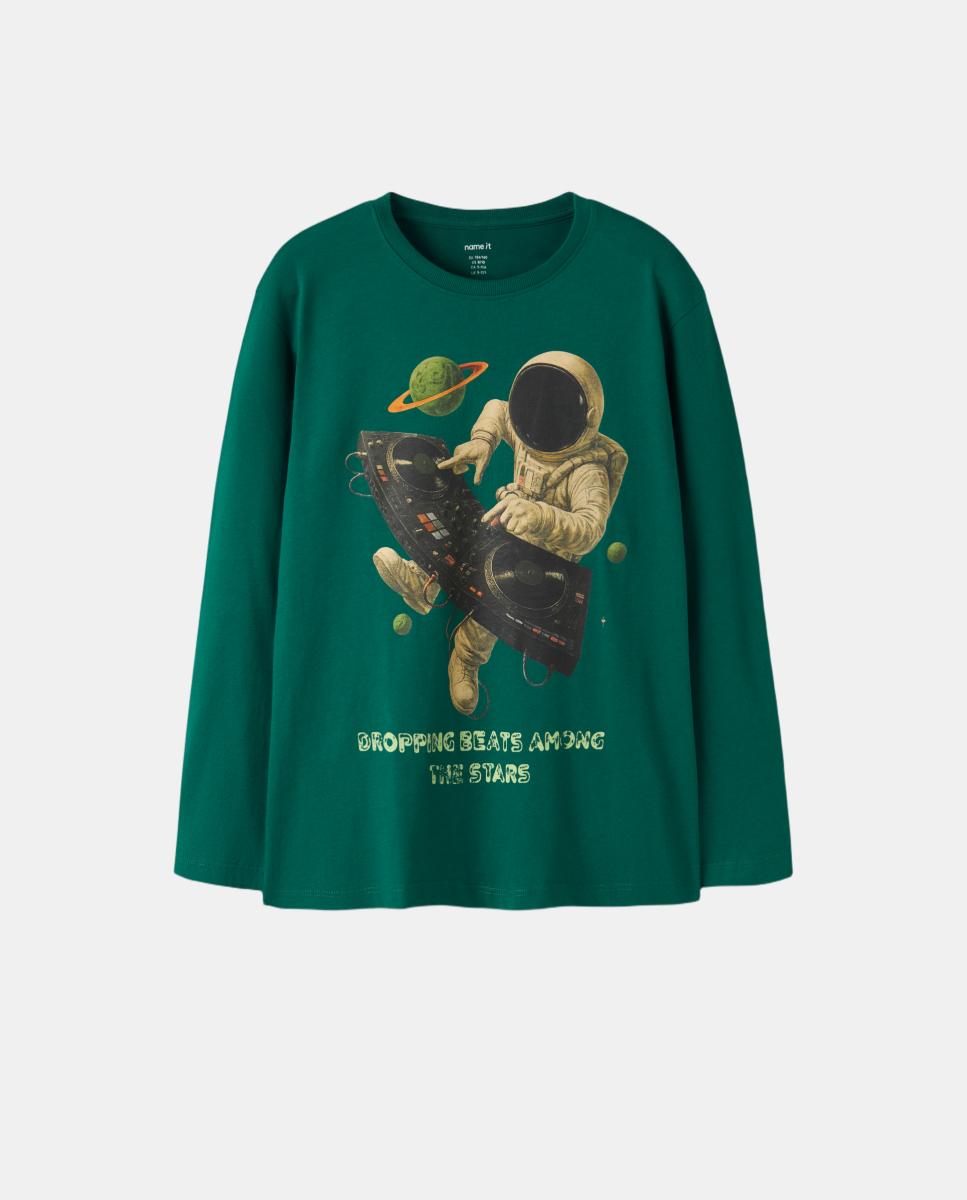 T-shirt com Estampado à Frente Verde-2