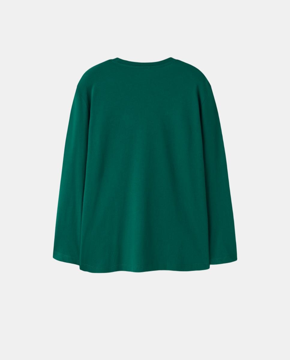 T-shirt com Estampado à Frente Verde-3
