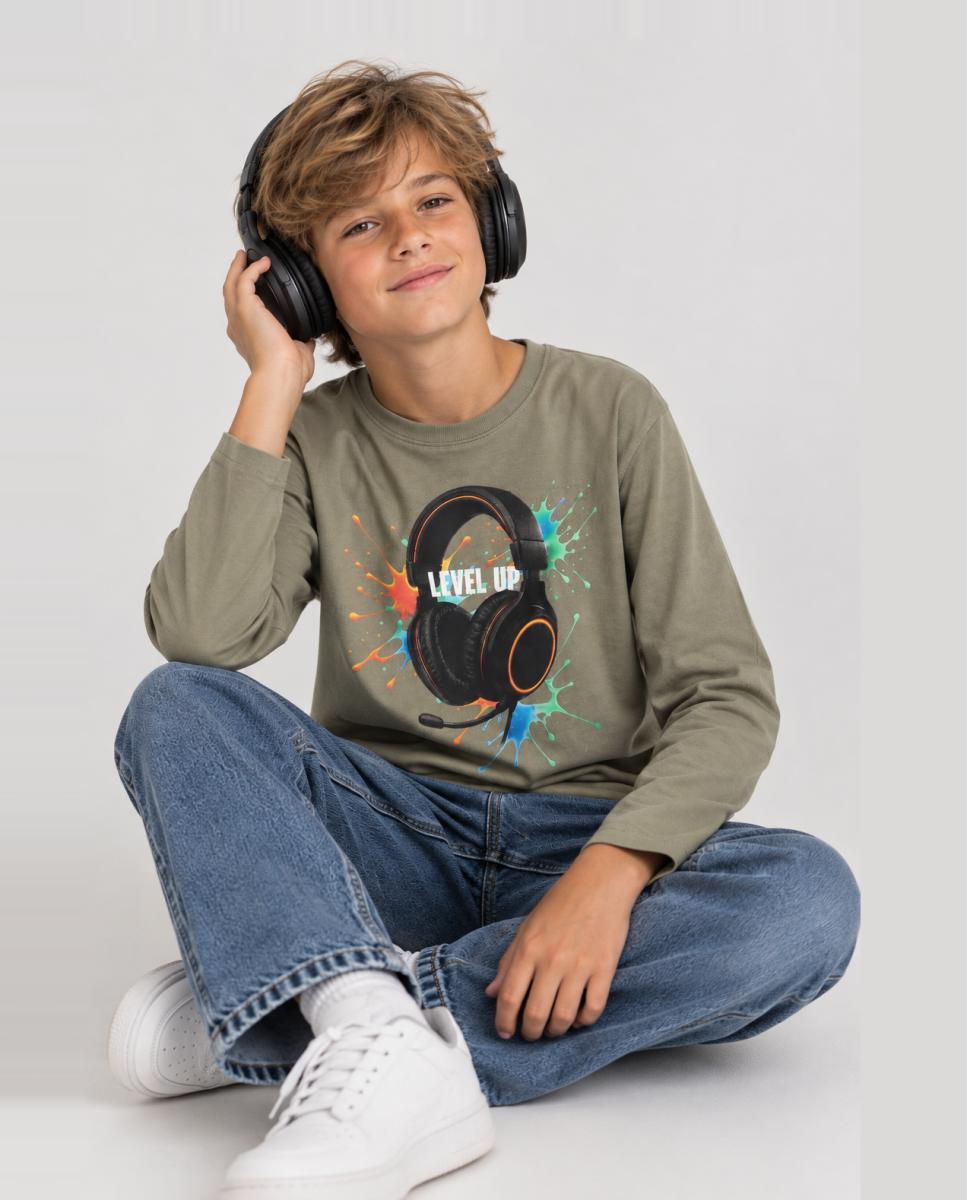Imagen 0 de Camiseta con print delantero Verde Agua