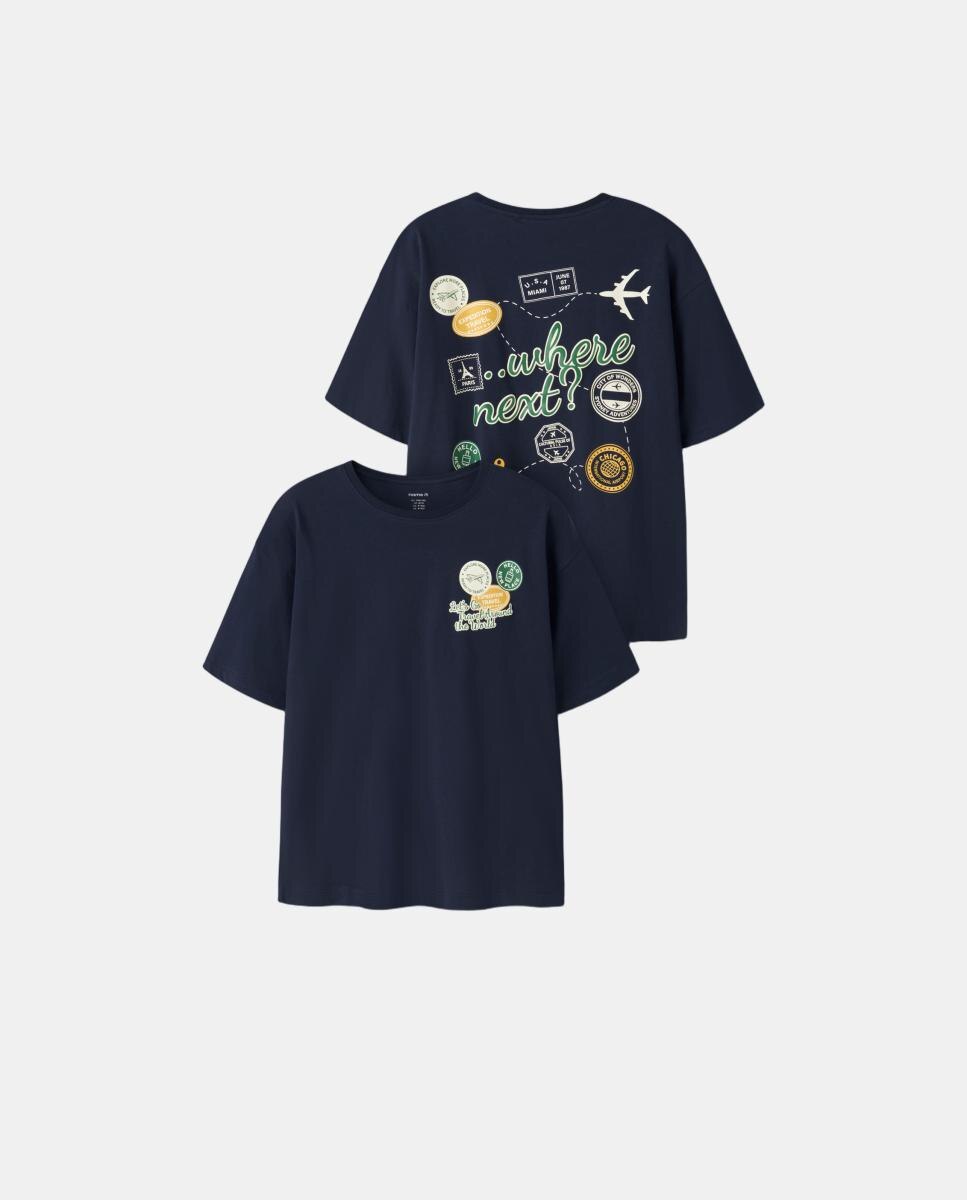 T-shirt de Viagem para Criança Azul-marinho-4
