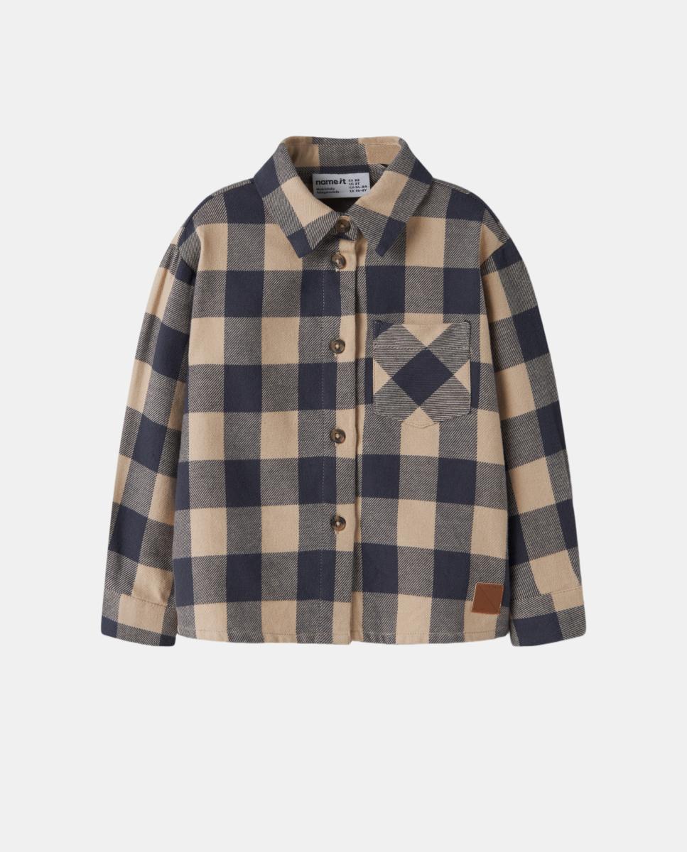 Sobrecamisa aos Quadrados para Criança Azul-2