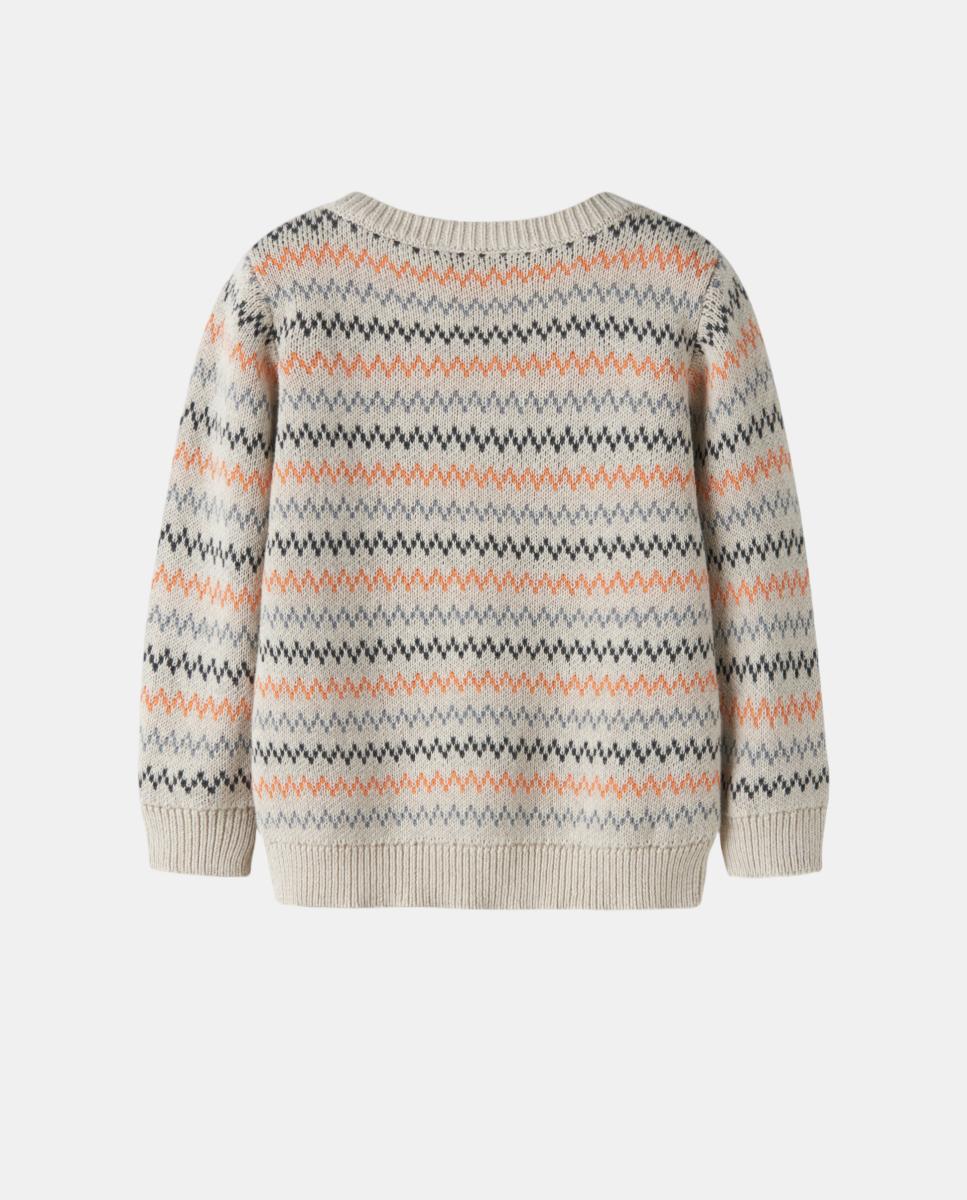 Camisola de Malha com Padrão em ziguezague para Criança Taupe-4