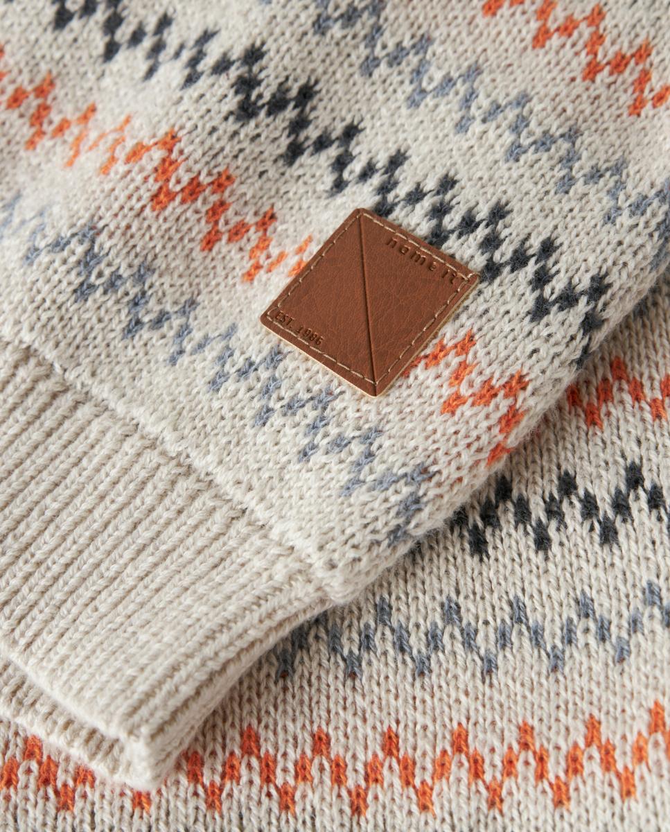 Camisola de Malha com Padrão em ziguezague para Criança Taupe-5