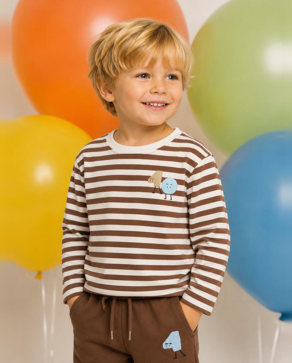 Imagen 0 de Camiseta de rayas de niño Marrón oscuro