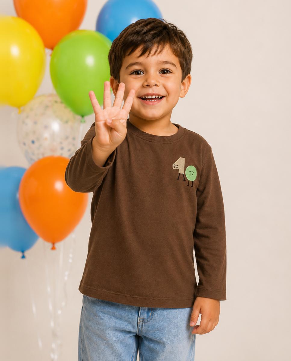 Imagen 0 de Camiseta de manga larga de niño Marrón oscuro