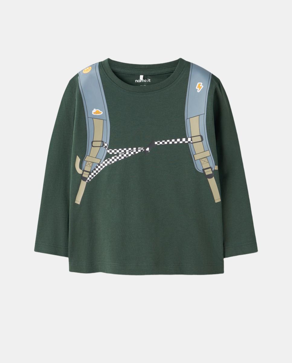 Camiseta de manga larga de niño con dibujo de mochila - name it - Verde Verde-3