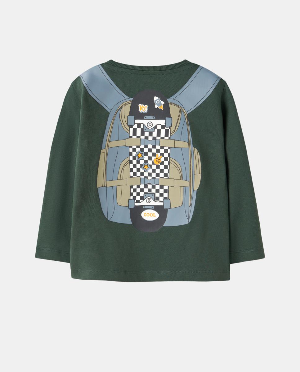 Camiseta de manga larga de niño con dibujo de mochila - name it - Verde Verde-4