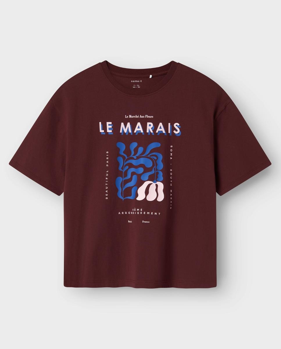 T-shirt de Manga Curta com Estampado Roxo-2