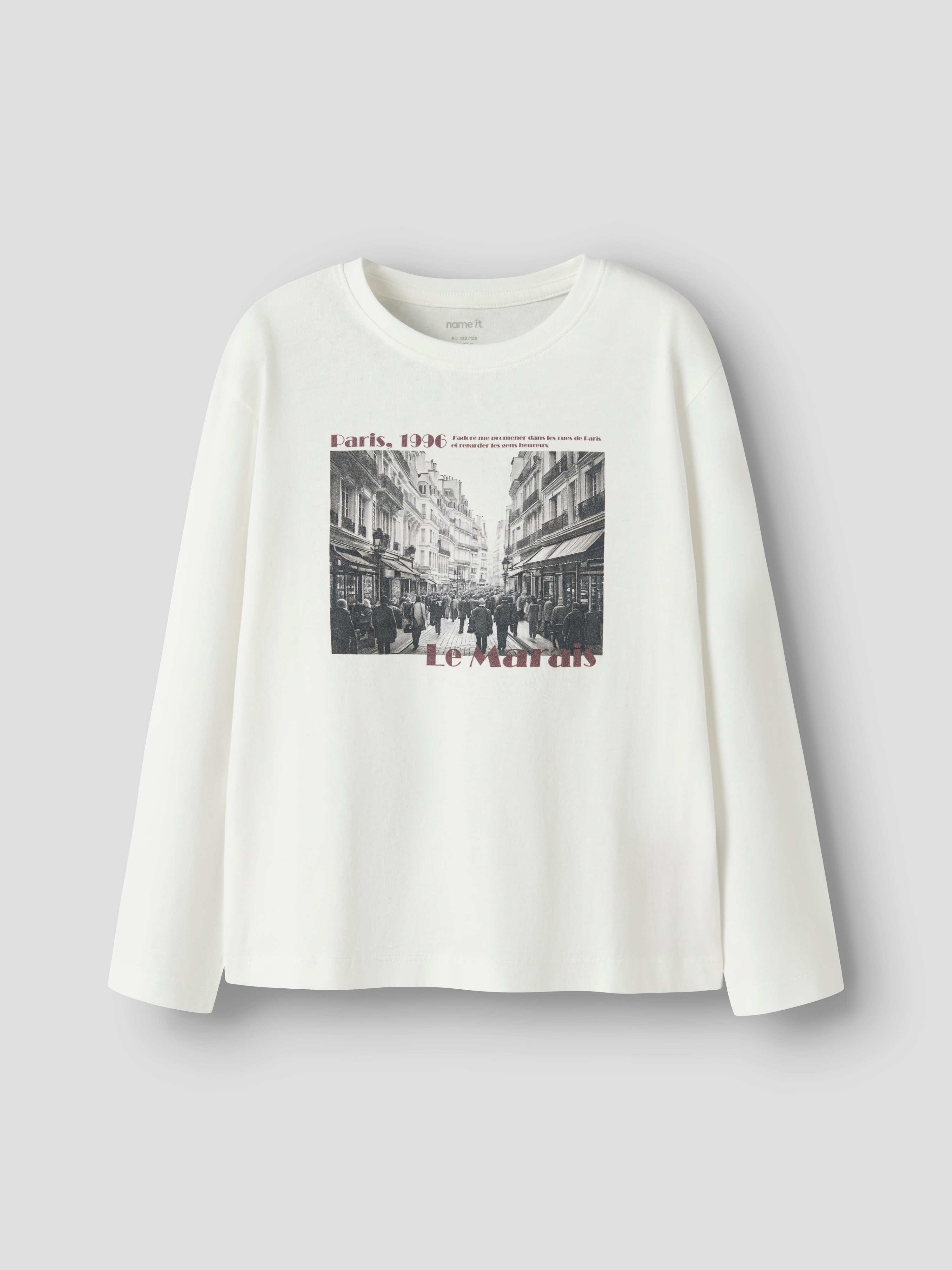 T-shirt com Motivo de Paris Branco-1