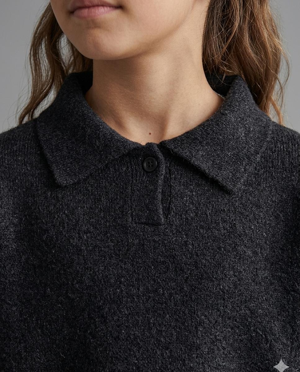 Polo de punto niña con cuello - name it - Negro Negro-2