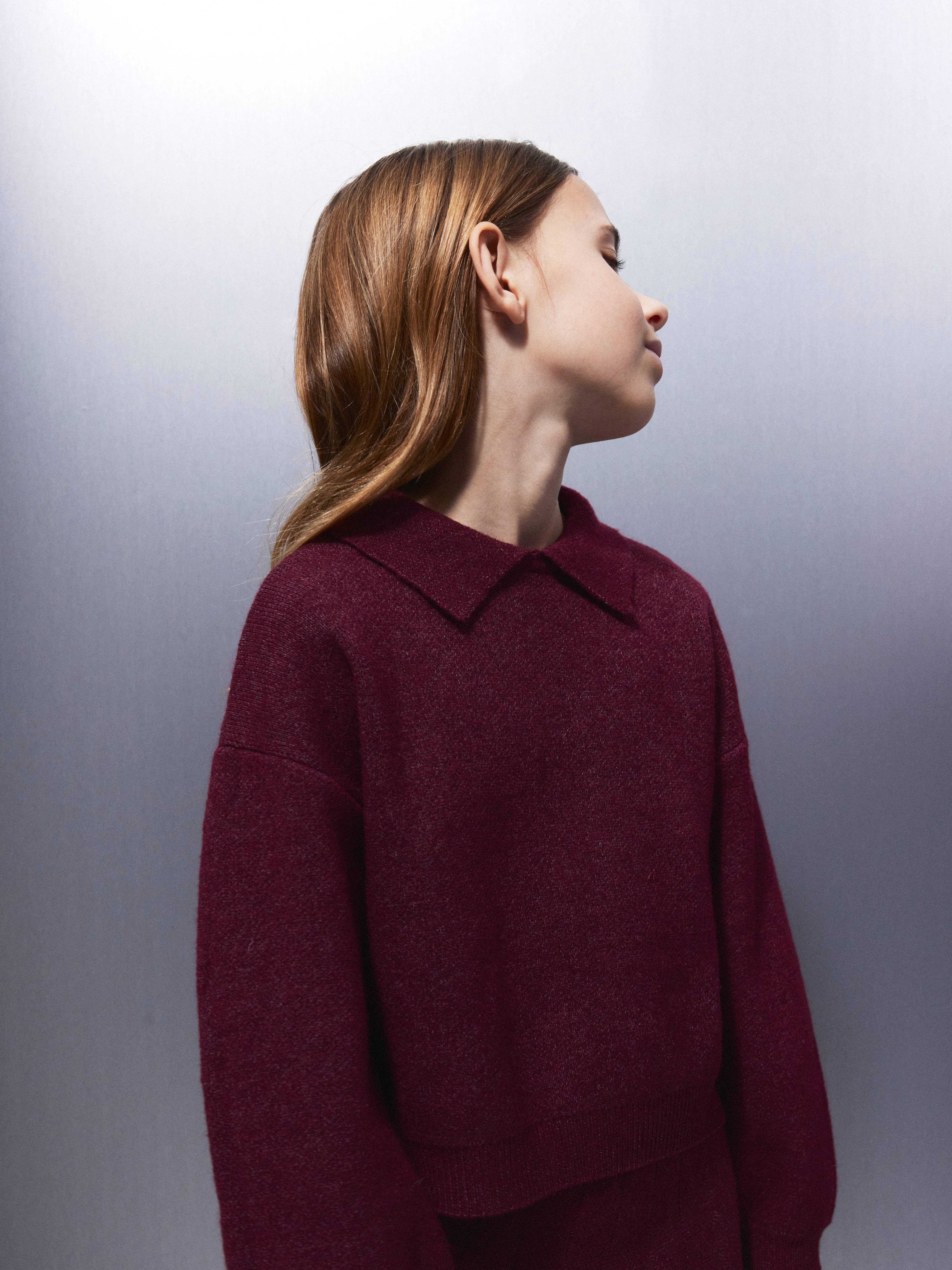 Polo de Malha com Colarinho Bordeaux-1