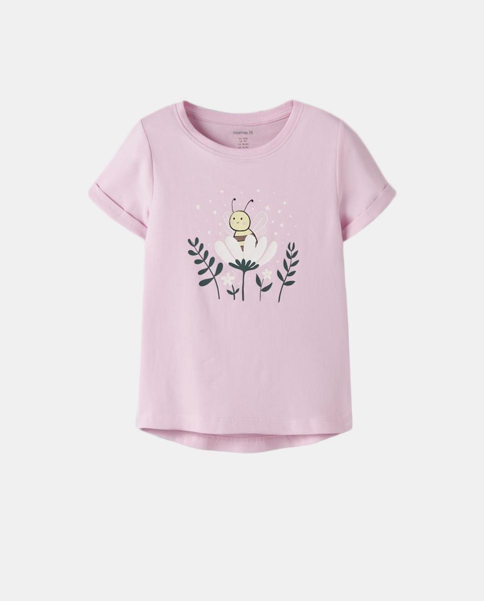 Camiseta de manga corta de niña - name it - Rosa Rosa-1