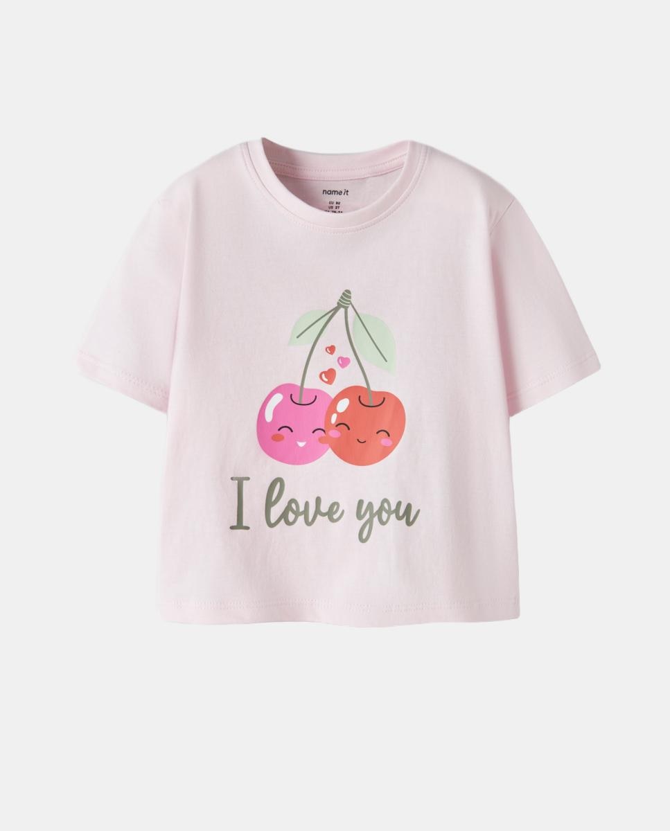 Camiseta manga corta estampado - name it - Rosa Rosa-1