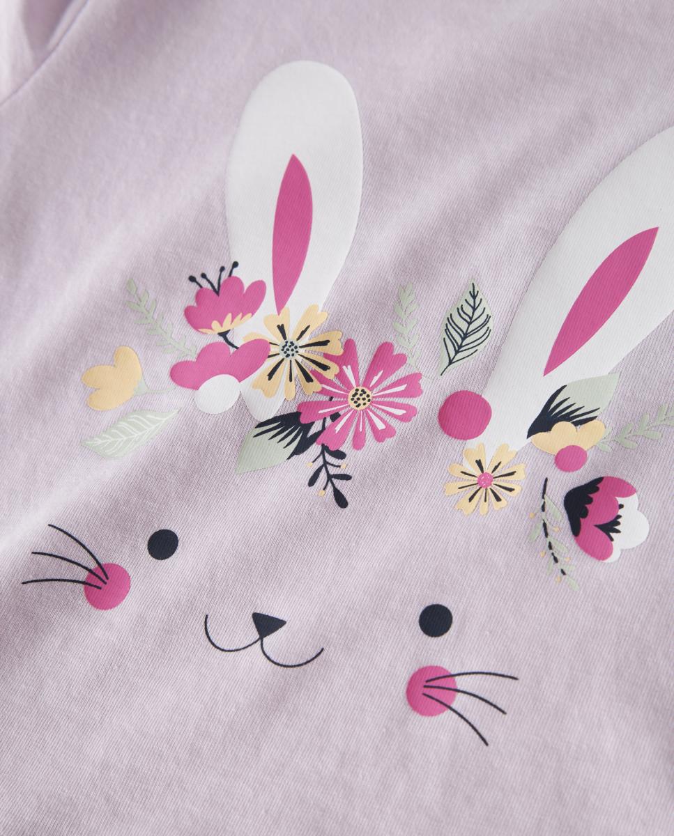 T-shirt de Manga Curta com Estampado Lilás-3