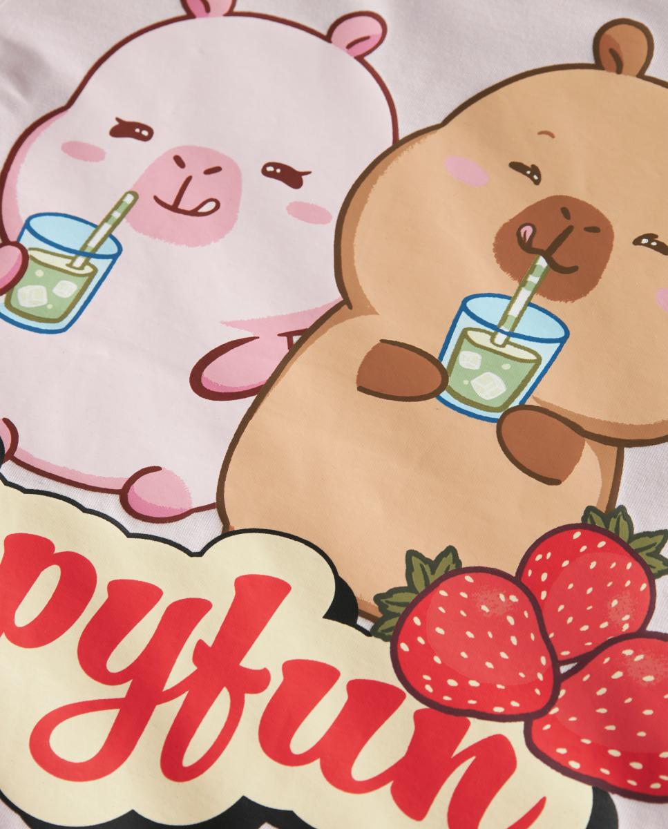 T-shirt de Manga Curta Capivara name it Rosa-3
