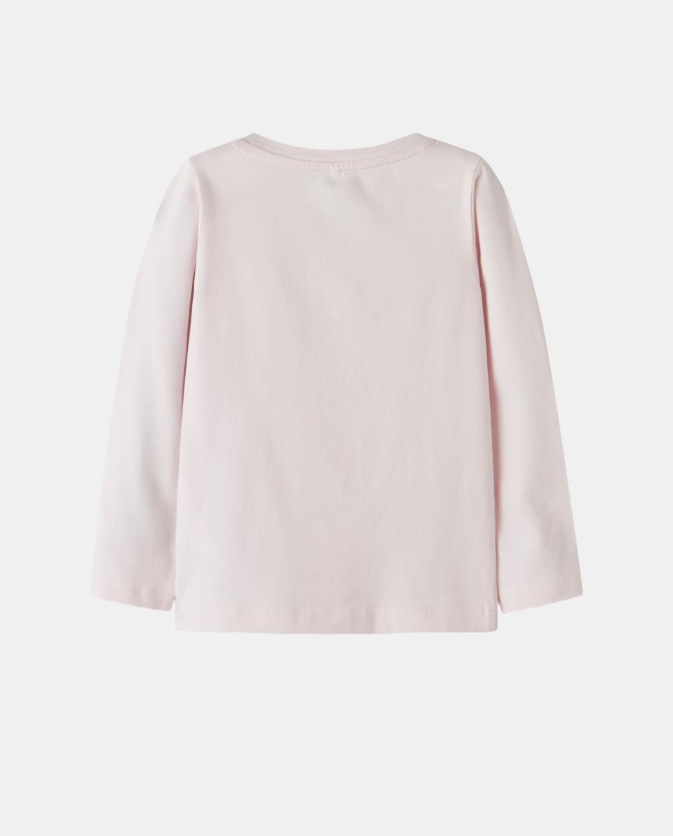 Camisola de Manga Comprida com Estampado à Frente Rosa-3