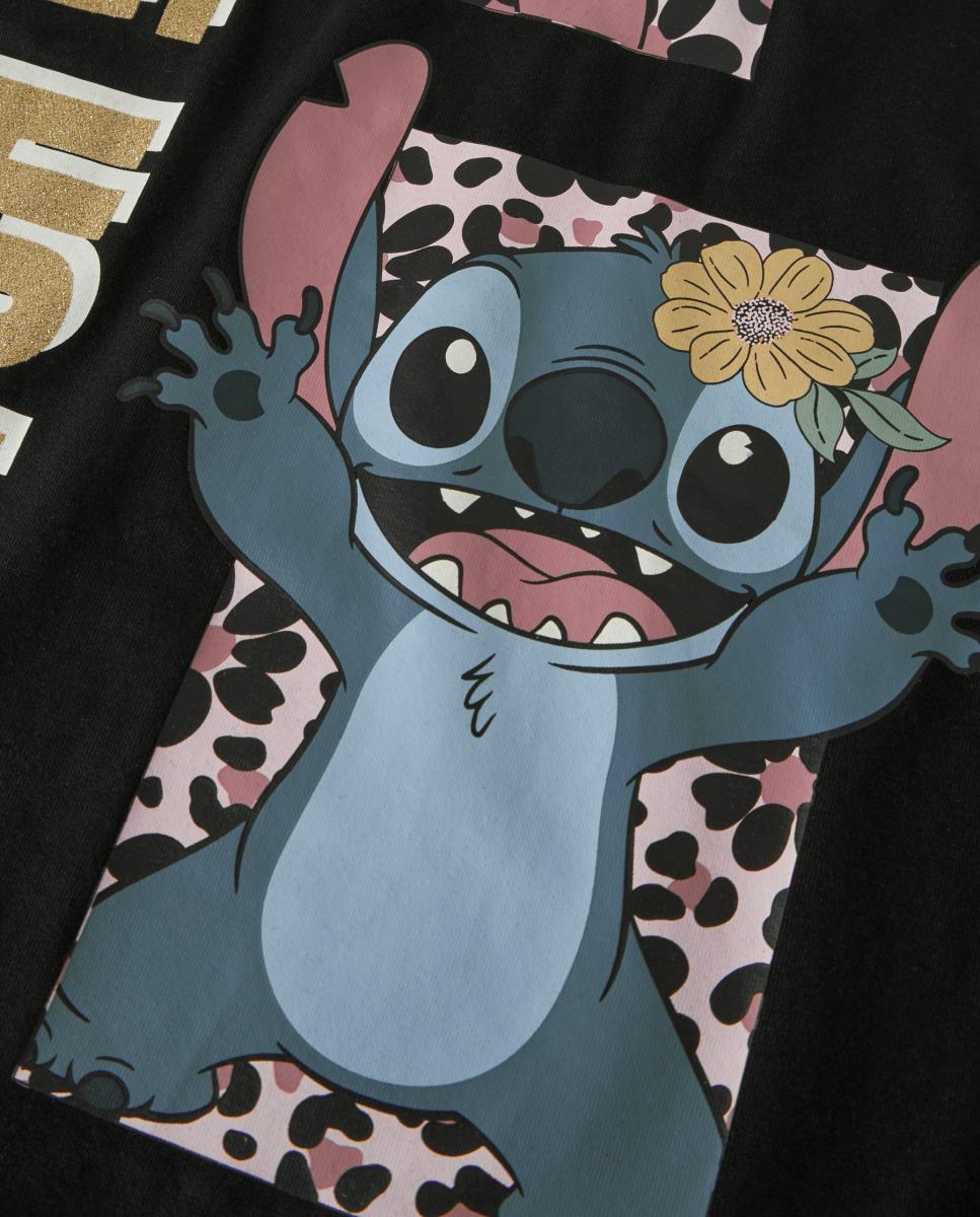T-shirt Stitch com Manga Curta Preto-3