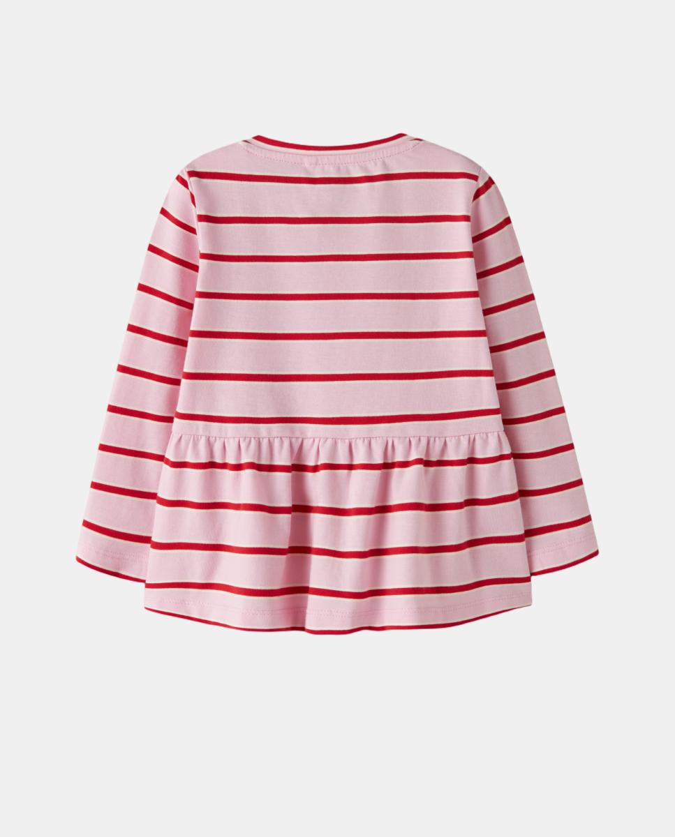 Camisola às Riscas com Manga Comprida Rosa-2